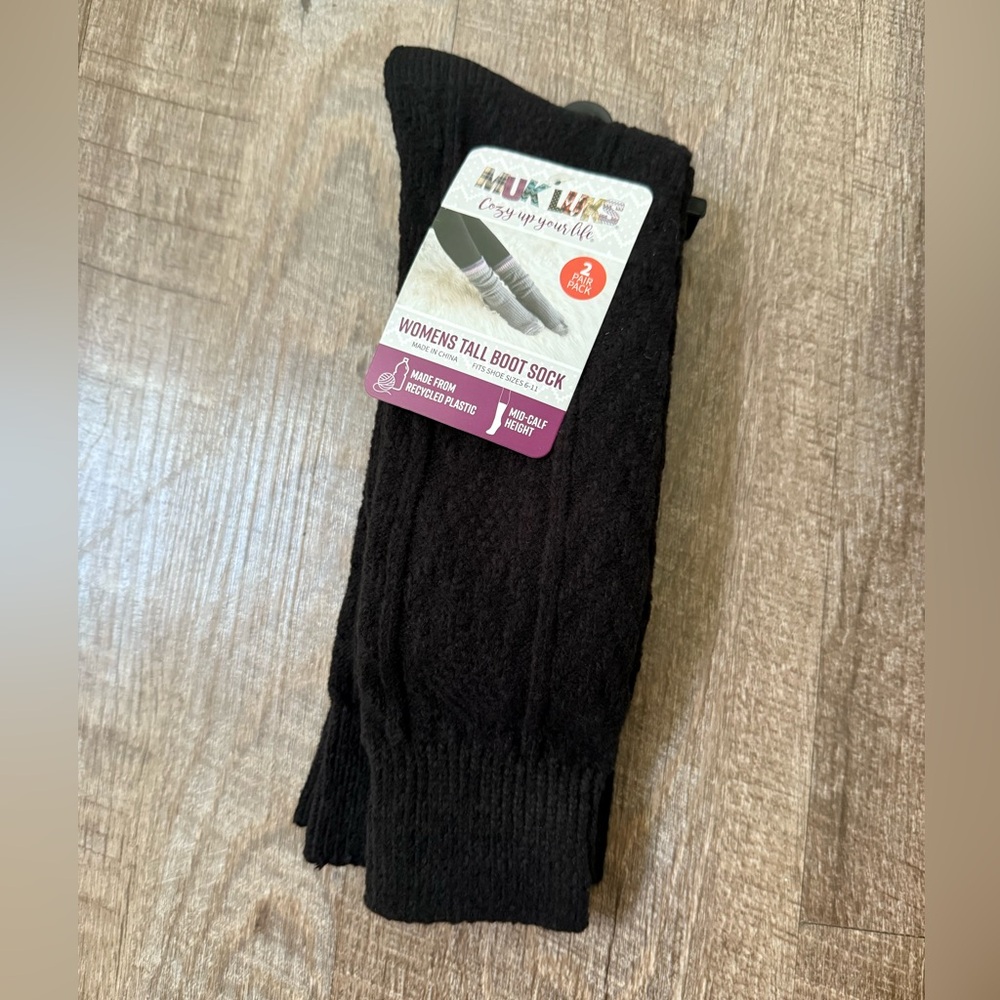 Muk Luks Women's Black Tall Boot Socks